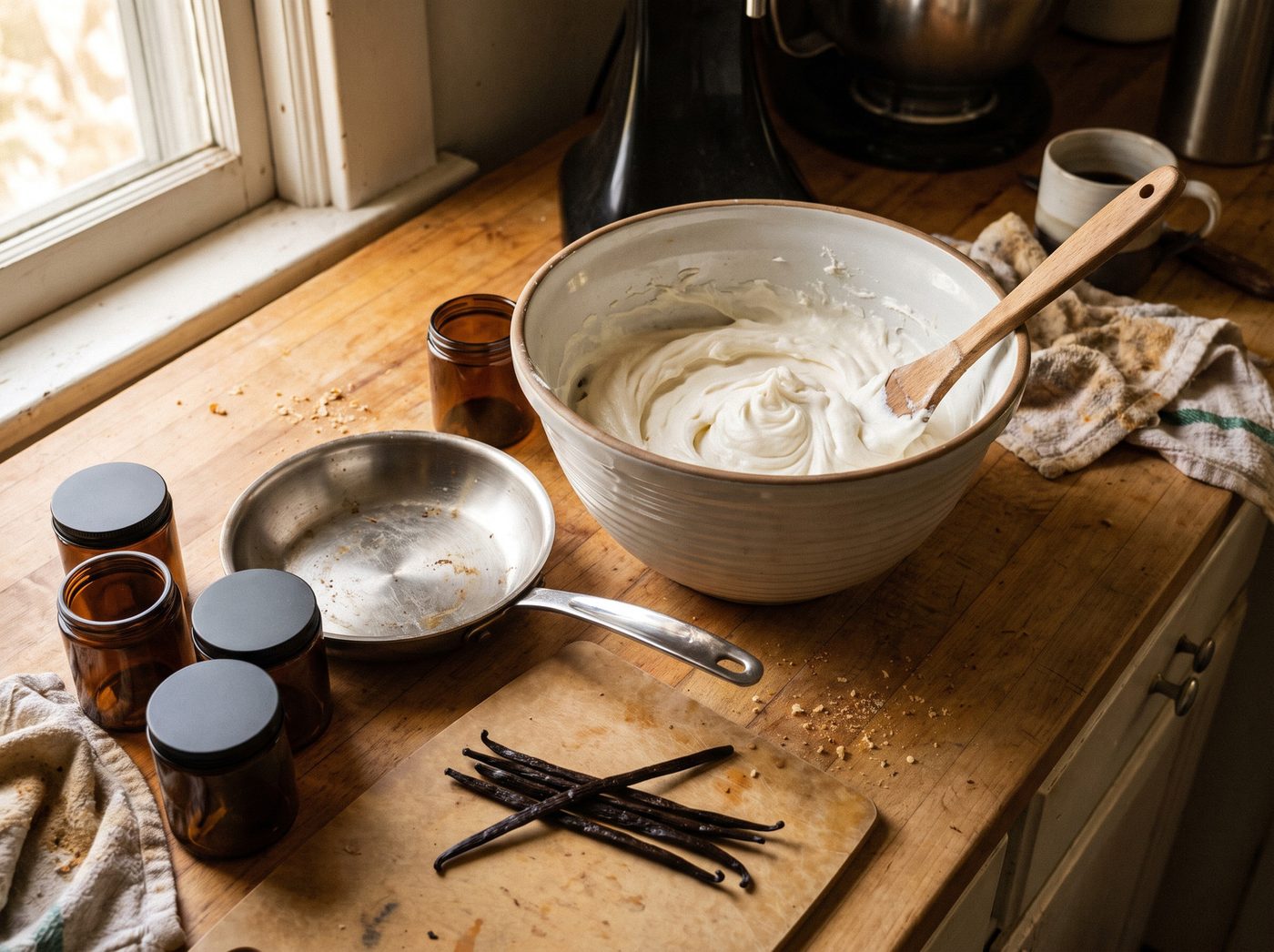 A batch of tallow cream mid-whip in the Mellow Tallow kitchen